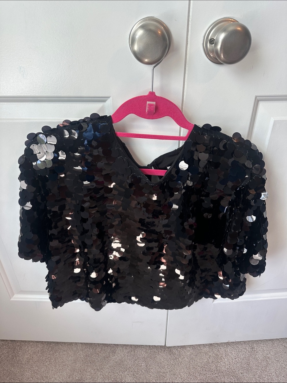 a new day Black Sequin Crop Top